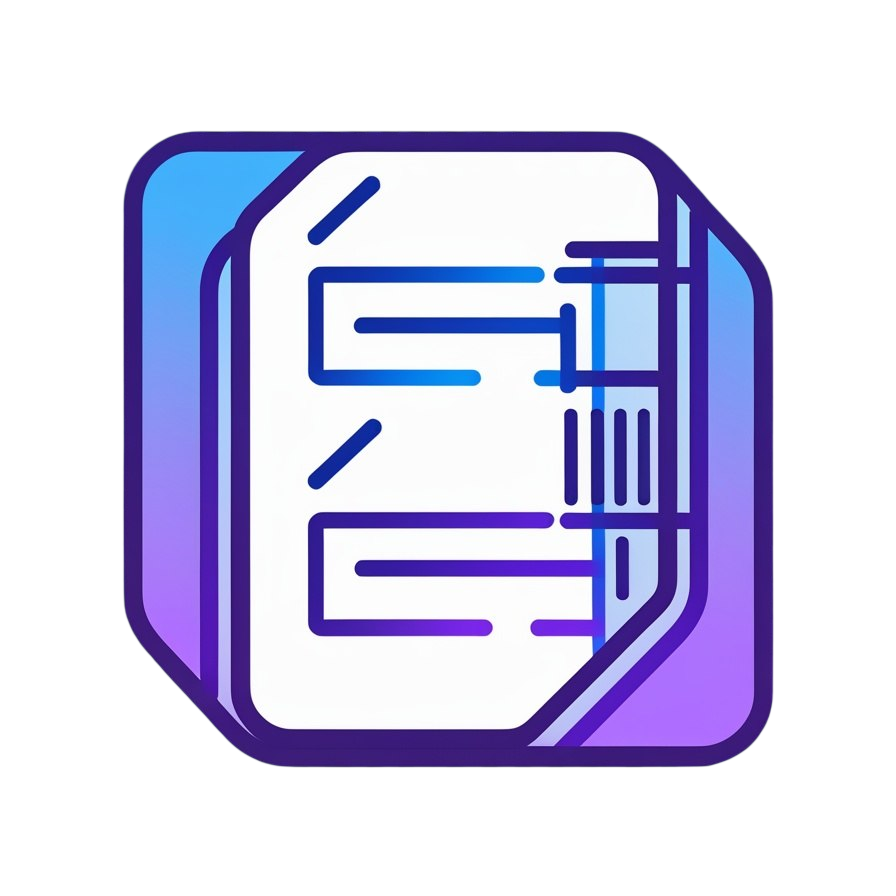 A stylized digital icon of a document or folder with abstract blue and purple line art on a white background.